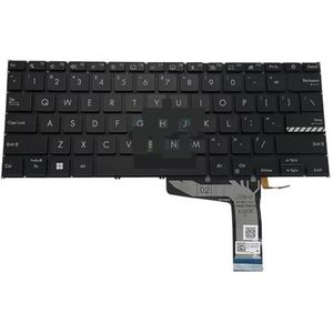 Toetsenbord met achtergrondverlichting (Engels) voor Vivobook 14 X1402 X1402ZA X1402Z Laptop, zilveren toetsen(Black backlit US)
