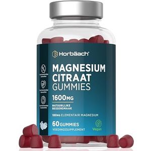 Magnesium Gummies 1600mg | Magnesium Citrate | Alternative to Iron Tablets | 60 Vegan Gummies | van Horbaach