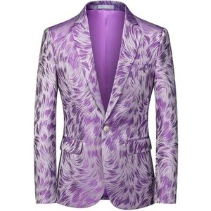 Pegsmio Mode Mannen Blazer Jas Een Knop Revers Pak Jas Bruiloft Bruidegom Party Prom Blazer, lichtpaars, XL