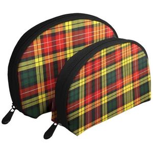 Make-uptas, cosmetische reistas 2 stuks draagbare clutch zakje set zakje organizer Schotse tartan plaid, zoals afgebeeld, Eén maat