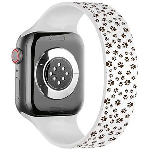 Solo Loop Band Compatibel met All Series Apple Watch 42 / 44 / 45 / 49 mm (kat hond bruine pootafdrukken) rekbare siliconen band band accessoire, Siliconen, Geen edelsteen