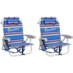 Tommy Bahama Rugzak Strandstoel 2 Pack (Zeilvissen en Palmen), Aluminium, Veelkleurig