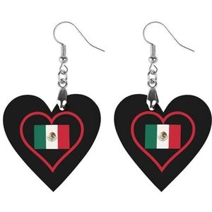 I Love Mexico Rood Hart Leuke Hartvormige Hanger Oorbellen Voor Vrouwen Lichtgewicht Houten Oorbellen Mode-sieraden Geschenken
