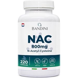 Bandini® NAC 800 mg per capsule | 220 capsules voor +7 maanden | N-acetyl-L-cysteïne | Hoge biologische beschikbaarheid en verdraagbaarheid | Hoog gedoseerd, 100% vegan, zonder toevoegingen