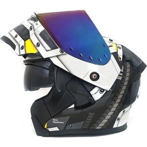 Opklapbare Motorhelmen ECEDOT-Goedgekeurde Integraalhelm Met Geïntegreerd Motormodulaire Helm Met Dubbel Vizier Crash Racing Helm Ventilatie Heren Dames 32,S:55-56CM