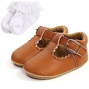Baby meisjes prinses schoenen Baby eerste wandelschoenen Toddler Mary Jane schoenen Infant PU leer Prewalkers met sok voor 0-6 maanden