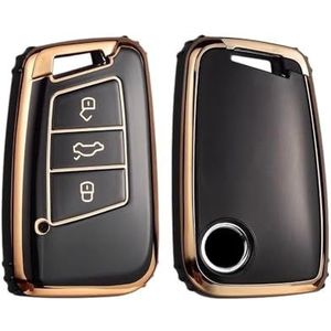 Autosleutelhangerafdekking TPU Auto Afstandsbediening Sleutel Case Cover Shell Fob Voor Passat B8 Voor Magotan Voor Superb A7 Voor Kodiaq Sleutel Shell(Schwarz)