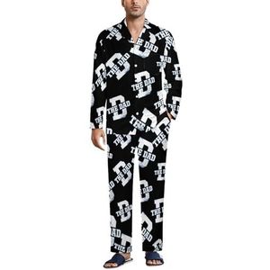 The Dad Pyjama voor heren, tweedelige pyjamaset met knopen, nachtkleding met lange mouwen, top en broek, loungewear
