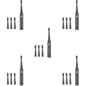 5 Set van Tandenborstel Elektrische IPX7 Waterdichte Tandenborstel Verstelbare Draagbare Tand Cleaning Tool met 4 Koppen, Zwart Goud