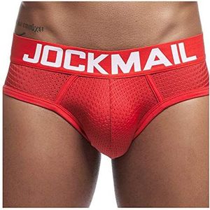 JOCKMAIL Sexy Heren Ondergoed Slips Mesh Mens Slips Comfortabele Heren Shorts Mannelijke Slipje, Rood, M