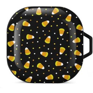 Halloween Candy Corn Oordopjes Hoesje Compatibel met Samsung Hard Shell Beschermhoes Zwart-Stijl