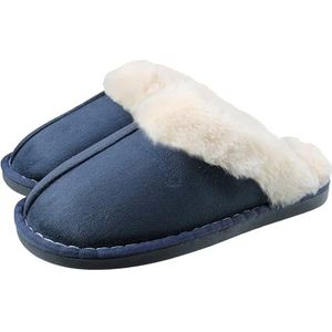 SMajong Winter Heren Slippers Warm Womens Schoenen Bont Gevoerd, blauw, 42/43 EU