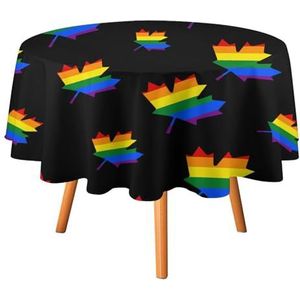 Canada LGBT Pride Rond Tafelkleed Waterdicht Tafelkleed Polyester Tafelhoes voor Dineren Buiten Feest Picknick 152,4 x 152,4 cm