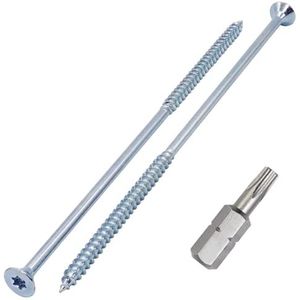 SKIR'CO (10 stuks) Verzinkte stalen houtschroeven 6,0 x 200 mm, Torx verzonken kopschroeven, spaanplaatschroeven, gedeeltelijk schroefdraad