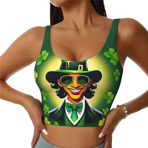 Happy St Patrick's Day Print Comfortabel Dames Sportvest Yoga Workout Vest voor Vrouwen Lichtgewicht Zomer, Zwart, S