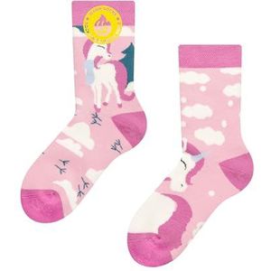 Dedoles Unisex Sokken voor Dames, Heren & Kinderen Katoen Grappige Ontwerpen Paarden Planten Links Rechts Verschillend, kleur: Roze, motief: Eenhoorn met sjaal (Thermische sokken), grootte: 27-30