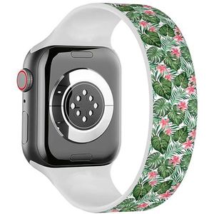 Solo Loop Band Compatibel met All Series Apple Watch 38/40/41mm (Tropische Jungle Leaves) Elastische Siliconen Band Strap Accessoire, Siliconen, Geen edelsteen