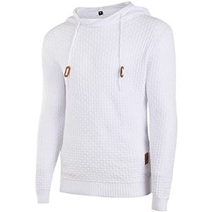 Genfien - Geruite Jacquard Trui - Wit - Lange Mouw - Capuchon