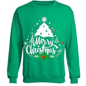 TMK Kersttrui model eland unisex voor dames heren jongens en kinderen warm zacht (cod.8088), groen katoen kerst, 4 anni