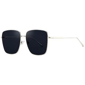 Gm zonnebril zonnebril for heren en dames Metaal gepolariseerde zonnebril (Color : Silver grey polariser)