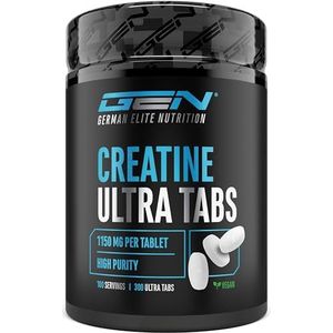 Creatine Ultra Tabs - 300 tabletten met elk 1150mg pure creatine monohydraat - 100 toepassingen - Premium: Ultrafine + Mesh Factor van 200 - Hoog gedoseerd - Veganistisch