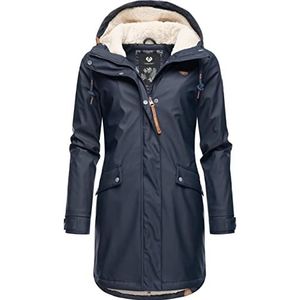 Ragwear Tinsley Winterjas voor dames, lange regenjas, waterdicht, warm gevoerd, met capuchon, XS-XXL, Donkerblauw, XXL