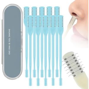 5-delige Sightfelt Neushaartrimmer,2025 Nieuw Dubbelzijdig Neushaarmes,Neushaarverwijderaar,Roterende Neushaartrimmer,Trimmer Voor Mannen,Vrouwen,Zachte Reinigingsborstel (Blauw - 10 stuks)
