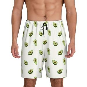 Heren Avocado Print Lounge Shorts Pyjama Bottoms Nachtkleding Shorts Kerst Shorts Losse Sport Broek, Zwart, L