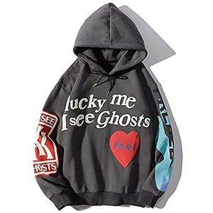 Kanye Lucky Me I See Ghosts Print Hooded Hiphop-trui Met Lange Mouwen S-4XL