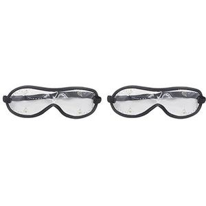 2 set Skydiver Goggles Oogbescherming met Verstelbare Riem voor Schaatsen Wandelen Zwart