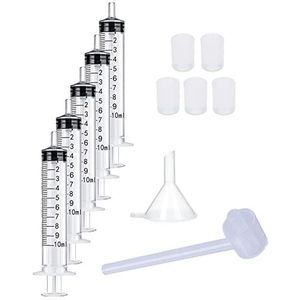 SKYPRO 5 Pack 10ml Herbruikbare Plastic Spuit met Extractie Adapters Trechter en Cosmetische Dispenser Pomp voor Parfums Transfer naar Lege Flessen