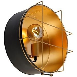QAZQA - Industrieel | Industrie plafondlamp zwart met goud 35 cm - Barril | Woonkamer | Slaapkamer | Keuken - Staal Rond - E27 Geschikt voor LED - Max. 1 x 40 Watt