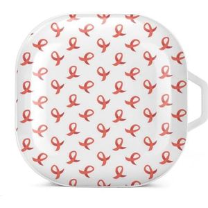World Aids Day Awareness Rood Lint Oordopjes Hoesje Compatibel met Samsung Hard Shell Beschermhoes Wit-Stijl