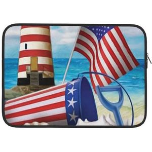 Sea To Shining Sea Patriottic Gedrukt Laptop Sleeve Bag Duurzaam Laptop Case Computer Draagtas Beschermhoes 15 Inch