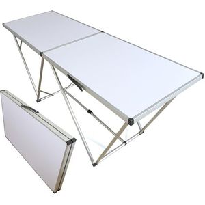 Multifunctionele tafel 200 x 60 cm, wit, aluminium frame, partytafel, vlooienmarkttafel, behangtafel