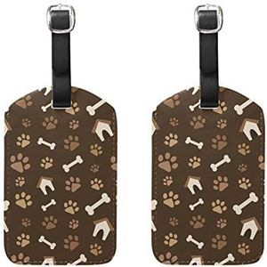 EZIOLY Kat Hond Poten Voetafdrukken en Bones Bruin Cruise Bagagelabels Koffer Etiketten Bag,2 Pack, Meerkleurig, 12.5x7 cm