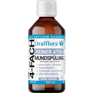 Oralflora - 1 x zeer effectieve mondspoeling 500 ml met chloordioxide CDL - frisse adem 24 uur - mondwater (Alcoholvrij, Smaakneutraal)