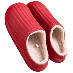 Dames Zomer Slippers Vrouwen Slippers Winter Warm Dames Suède Pluche Huis Slippers Indoor Outdoor Lovers Memory Foam Sloffen (Color : Red, Size : 44-45)
