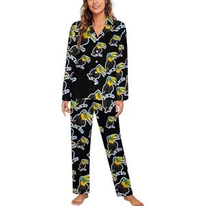 Toucan pyjama met lange mouwen voor vrouwen, klassieke nachtkleding, nachtkleding, zachte pyjama's, loungesets