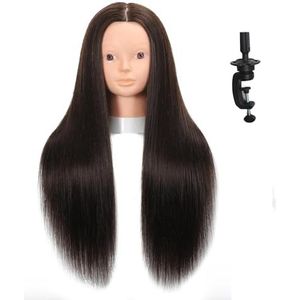 Mannequinhoofd van 80% echt mensenhaar, 26 inch stylinghoofd haar, om en make-up te oefenen, kappershoofd