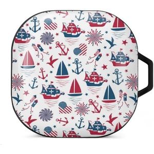 Happy Columbus Day oordopjes hoesje compatibel met Samsung hard shell beschermhoes zwart-stijl