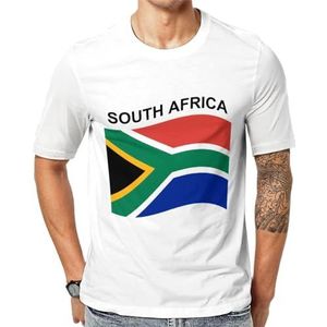 Vlag van Zuid-Afrika T-shirt voor heren met korte mouwen en ronde hals print casual T-shirt XL