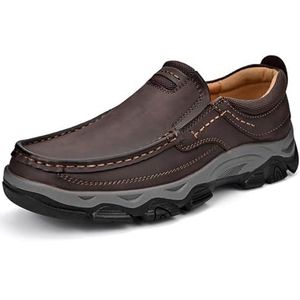Men's Orthopedic Walking Shoes Genuine Leather Slip On Loafers Arch Support Lightweight Comfortable Casual Sneakers (Color : Brown, Size : EU 43)