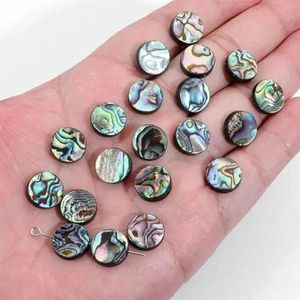 Natuurlijke Abalone Shell Charm Square Drop Heart Shell Hanger Abalone Shell Kralen voor Sieraden Maken Ketting DIY Armband-1 Ronde 12mm-3 STUKS