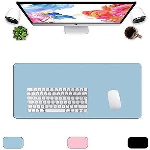 LL-COEUR Grote Kunstleer Waterbestendig Muismat Computer Kantoor Bureaulegger (700 x 300 x 2 mm, Blauw)