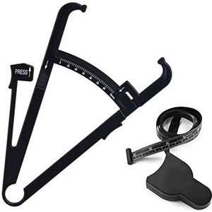 Exeton Fat Tester, [2 in 1] Persoonlijke Lichaamsvet Tester Remklauwen met Meetlint en Vetdiagrammen Fitness, Nauwkeurige Meetlint Keep Health Analyzer