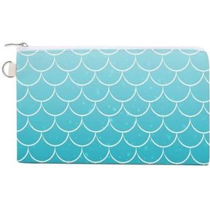 Turquoise Zeemeermin Squama Kleine Portemonnee Leuke Geld Zakken Reizen Portemonnee Canvas Pouch Mini Verandering Tas