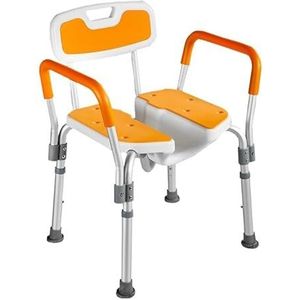 U-vormige douchekruk, douchestoelen for inloopdouches, badkamerkrukken for ouderen, volwassenen, gehandicapten, 4 snelheden verstelbaar(Orange)