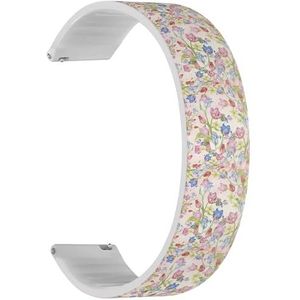 Solo Loop band compatibel met Garmin Forerunner 255/255 Music, 265, 745, Venu 2, Venu 3, Vivoactive 4 (vintage tulpenbloemen), snelsluiting, 22 mm rekbaar, siliconen bandje, accessoire, Siliconen,