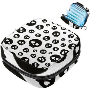 MUOOUM Maandverband Opbergtas, Halloween Skull Love Eye Menstruatie Cup Pouch, Draagbare Maandverband Pads Opbergzakken Vrouwelijke Menstruatie Eerste Menstruatie Tas voor Tiener Meisjes Vrouwen Dames